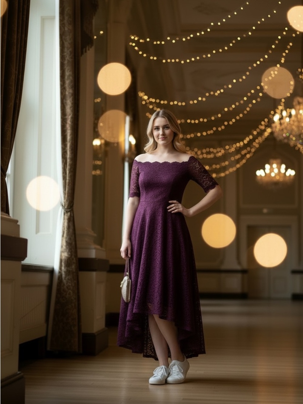 Dressystar NWT Purple Hi-Low Lace Dress - Picture 4 of 12